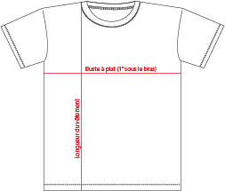 Charte de grandeur TT11W (XS à 2XL)
